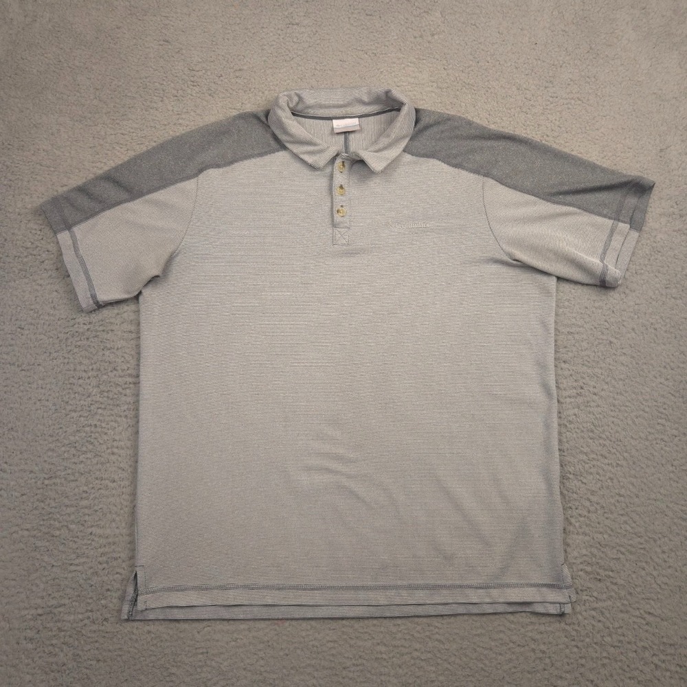 Columbia Polo Shirt Mens Large Gray‎ Stripe Performance Golf Activewear